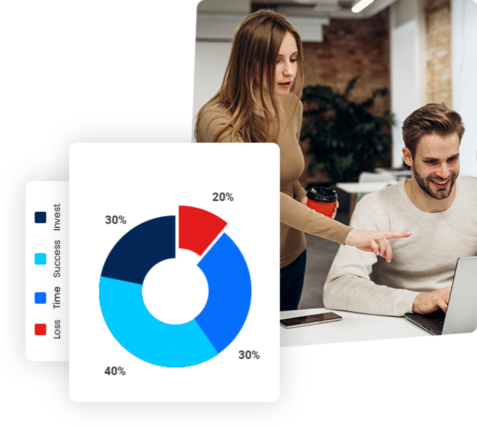 Team collaborating on a project with a laptop