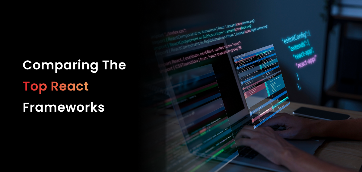 Infographic showcasing a comparison of the top React frameworks, emphasizing key attributes and performance metrics.
