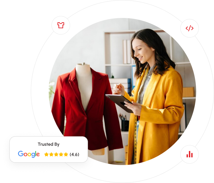 Google reviews showcasing customer feedback for a clothing business, highlighting ratings and comments.