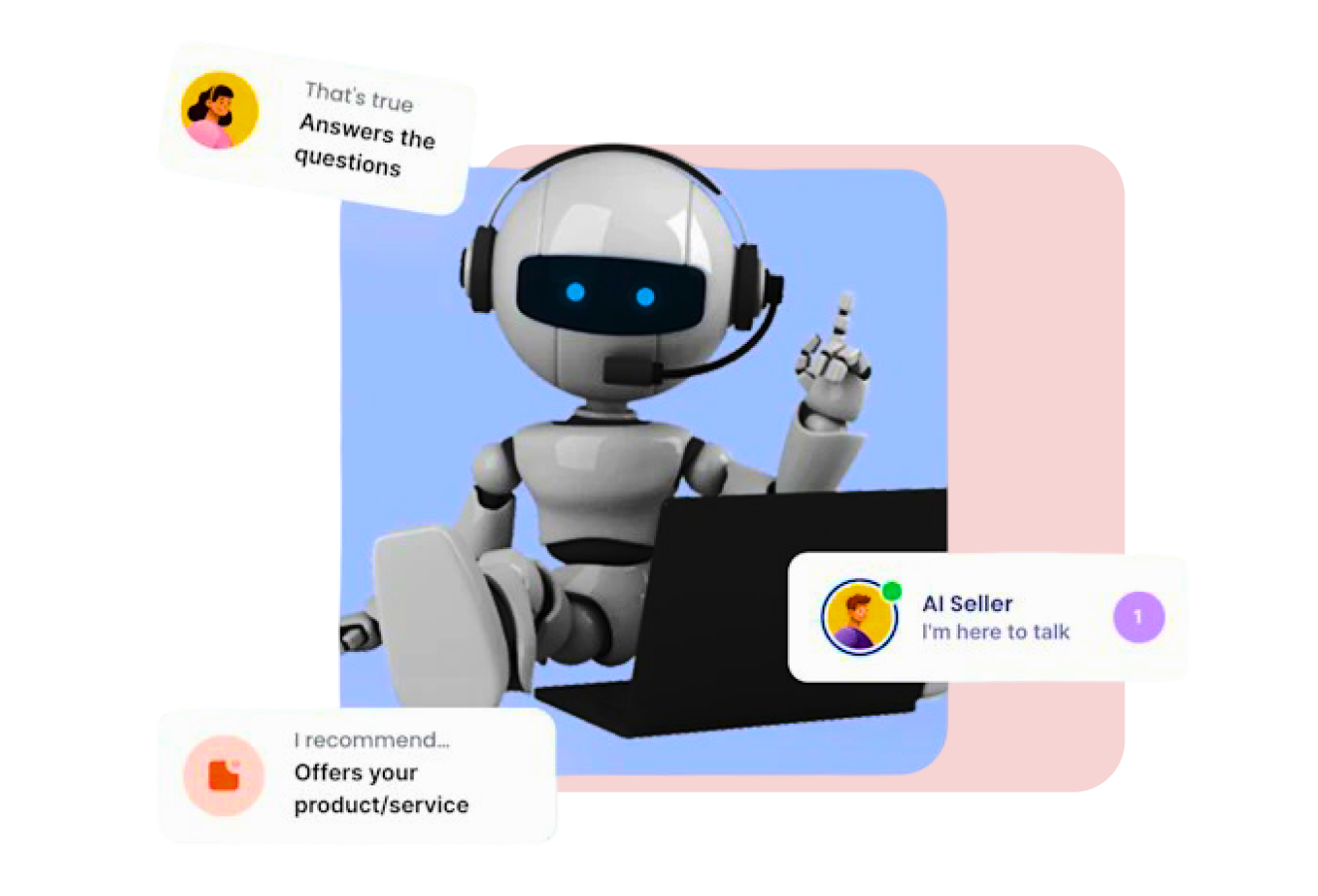 A formal, digital slide on a clean, light gray background. The slide is titled "Industries We Serve" at the top in bold red. The main content is a stock photo of a smiling professional woman working on a laptop in a modern office. Overlaid on the photo are several glowing, holographic icons representing different industries and concepts. These icons include a stylized figure with a document, a light bulb, a chart, and a globe with network lines. The image conveys a professional, technology-focused theme related to providing services to various industries.